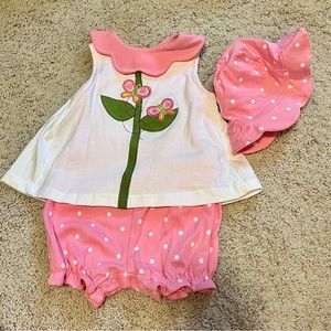 New! 2 Piece Girls Set with Sun Hat | 18 Months | Okie Dokie